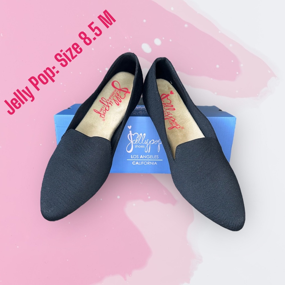 Jelly Pop Black Knitted, Slip On, Loafer Flats, Size 8.5 M